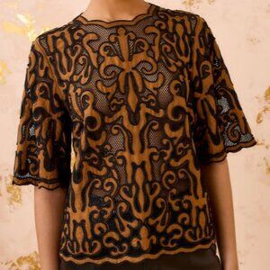 Ulla Johnson Tasia Applique Short Sleeve (Size: 00)